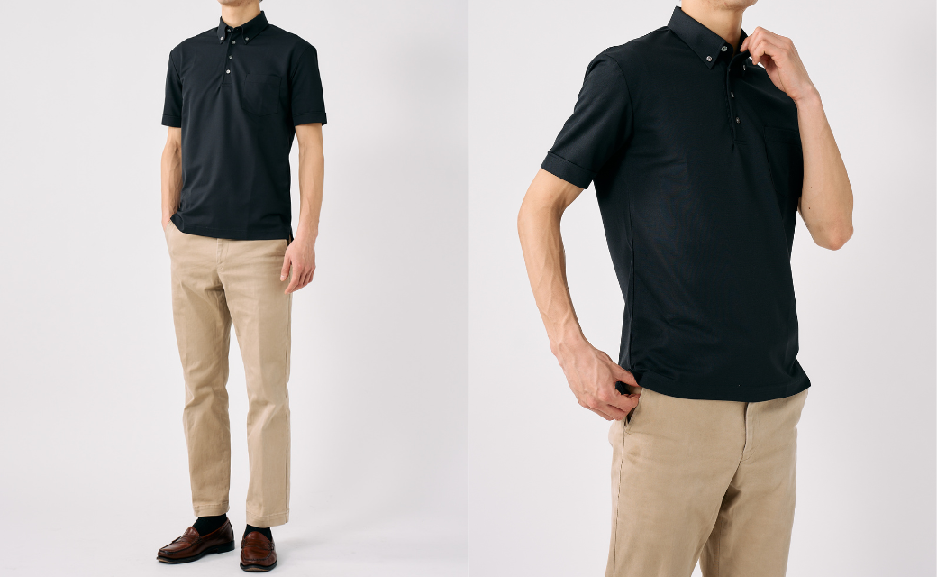 MARK&LONA ブラック長袖ポロシャツ MARK&LONA マークアンドロナ 長袖ポロシャツ 黒 メンズ XL